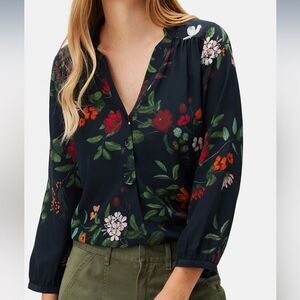 Amour Vert Amy Washable Silk‎ Blouse Leopard Print Black XS Stitch Fix Nwt